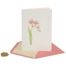 NIQUEA.D Happy Birthday Card, Pink Flowers with Leaves (NB-0032)