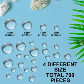 700 Pieces Clear Dewdrop Water Droplets Embellishments Round Clear Dew Drop Simulation Resin Water Beads for DIY Scrapbooking Crafts Card Making Decor Accessories