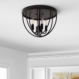 JONATHAN Y JYL9513A Peter 13.75" Metal LED Flush Mount Classic,Cottage,FrenchCountry,Industrial,Rustic Dimmable, 2700K Cozy Warm Light, for Kitchen,Hallway,Bathroom,Stairwell, Oil Rubbed Bronze