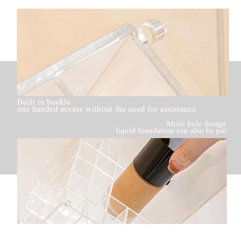 Makeup Brush Holder Organizer, Tilt Open Removable Makeup Brush Holde