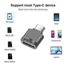 Micro SD Card Reader USB C, C Type Card Reader with USB C Adapter, OTG USB C to Micro SD SDXC SDHC Card Reader (Dark Grey)