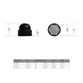 20 x Hexagonal Cover Caps - Made in Germany - Protective Caps M6 - Screw Caps, Nut Protection Caps, Cover Screws - Black Plastic Caps