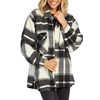 Mud Pie Highland Plaid Womens Oversized Shacket, Black, X-Large