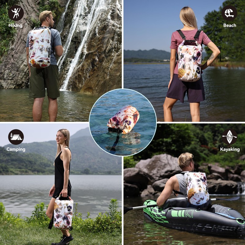 MARCHWAY Floating Waterproof Dry Bag Backpack 5L/10L/20L/30L/40L, Roll Top Sack