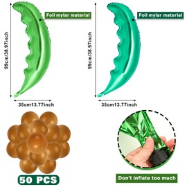 56 Pcs Palm Tree Leaves Balloons Set, DREMISI 6 Pcs Coconut Tree Leaves Foil Balloons 50 Pcs Brown Latex Balloons for Hawaii Luau Tropical Summer Beach Birthday Party Decorations Baby Shower Supplies