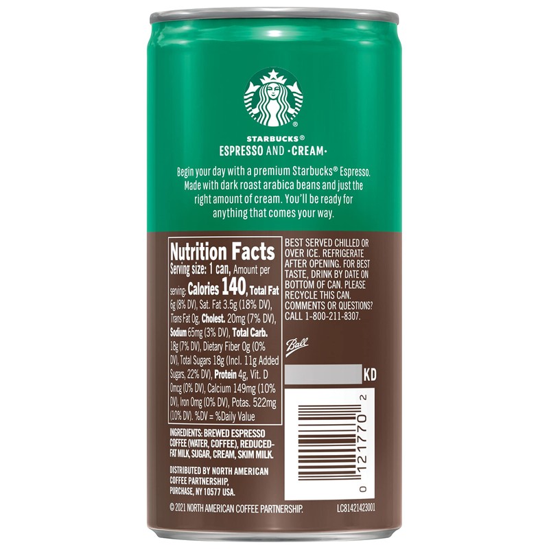 Starbucks Espresso & Cream, 6.5 Fl Oz Cans (Pack of