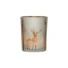 Mercury Glass Candle Holder with Laser Etched Scene, Silver Finish