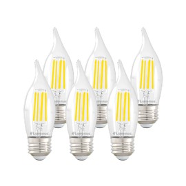 Luminus 4.5W LED 500 Lumens B10 E26 Dimmable Filament FL Bulb 2700K, 6-Pack