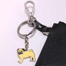 MeiLiZuRL Cute Keychain,Pug Dog Keychain,Pug Keyring, Keyring Pug Bag Charm Dog Tag,Gifts for Dog Lover