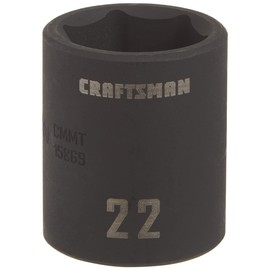 CRAFTSMAN Shallow Impact Socket, Metric, 1/2-Inch Drive, 22mm (CMMT15869)
