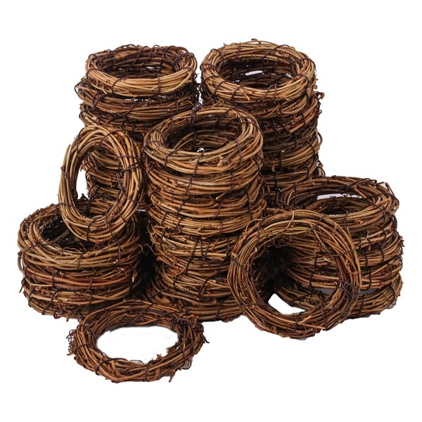Geytetqi 40 PCS Natural Grapevine Wreaths, 3.2 Inch Beautiful Vine