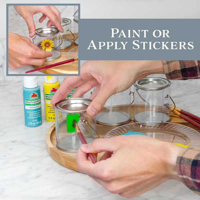 Cornucopia Brands Mini Clear Plastic Paint Cans (6-Pack), Little 3in