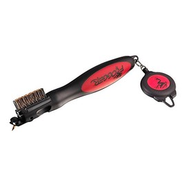 Frogger Golf BrushPro Retractable Golf Club Brush with Groove Cleaner, Red