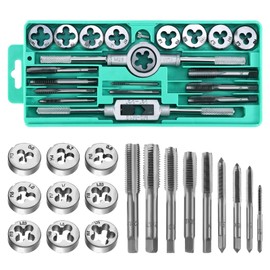 HSEAMALL Tap and Die Set, 20-Piece, M3-M12 Metric Sizes, with Tap Wrench and Accessories