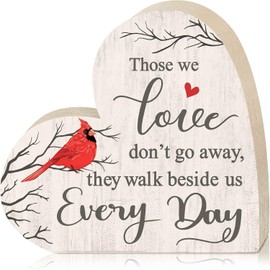 Sympathy Gift Memorial Heart Present for Loss of Loved One Wooden Remembrance Bereavement Gift Condolence Sign Loss of Father Mother Son Brother Decor 6.3 x 6 x 0.7 Inches (Cardinal Style)
