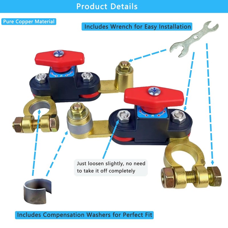 Battery Disconnect Switch 12V Heavy Duty, Adjustable Rotating Battery Cut