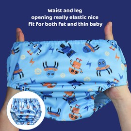 BISENKID - Paquete de 6 pantalones de entrenamiento de goma impermeables para niños pequeños, pantalones de entrenamiento para ir al baño y buena funda elástica y transpirable impermeable para