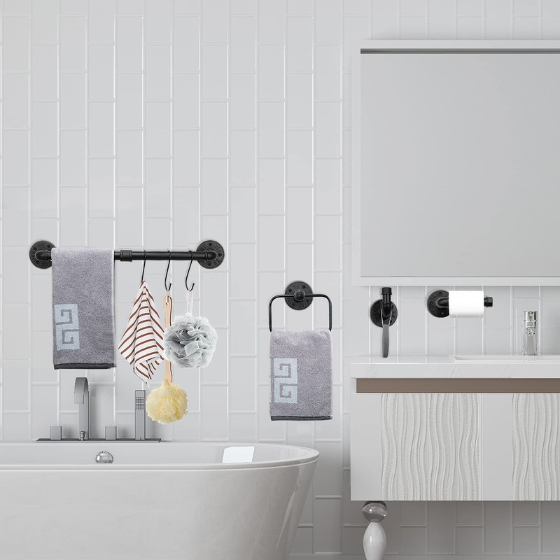 NearMoon 4 Pieces Industrial Pipe Bathroom Hardware Set, Include 18