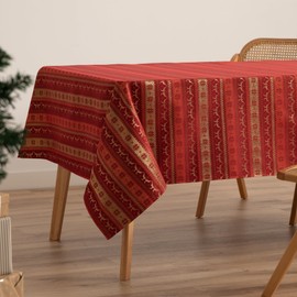 GAMUSI Christmas Tablecloth Jacquard Gold Yarn Dining Table Rectangular Christmas Decoration 140x200cm Red