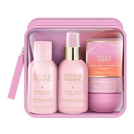 Baylis & Harding Jojoba, Vanilla & Almond Oil Luxury Travel Wash Bag Gift Set - Vegan Friendly