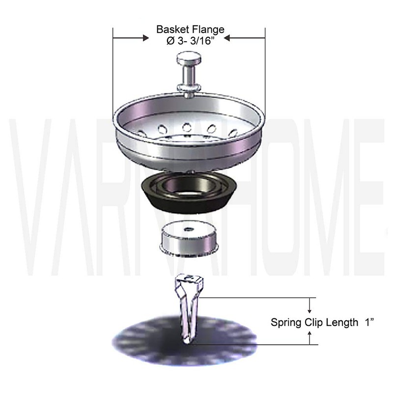 VARNAHOME Kitchen Sink Basket Strainer Replacement for US Standard Drains