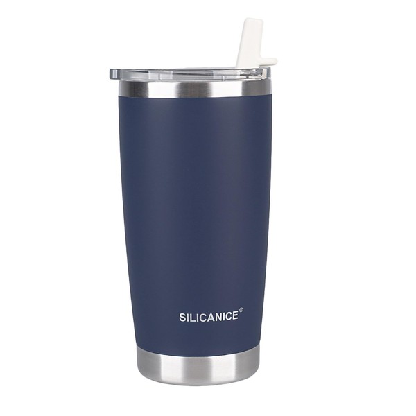 SILICANICE Navy Soft Touch Body & Detachable MacStraw Tumbler with