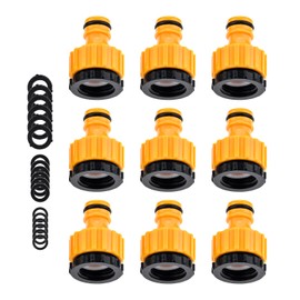 gohantee Pack of 9 Hose Connectors Tap Connector Garden Hose Connection Tap 1/2 Inch 3/4 Inch 2 in 1 Tap Connector Faucet Adapter for Taps with Thread
