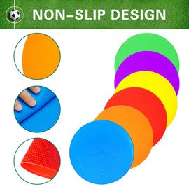 PIKZH 36 Pcs Poly Spot Markers 9.1 inch Non-Slip Rubber Agility Training Markers Floor Dots Flat Field Cones for Football Basketball Soccer School Exercise Drills Gym Dance Practice 6 Colors
