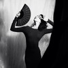 Leikedun 2 Pack Black Silk Fabric Hand Fans, Chinese Fan,