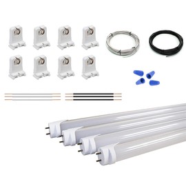 ORILIS 4 Light Fluorescent to LED Retrofit Conversion Kit - Includes (8) Lamp Holders, (4) 4 Ft. Orilis 24W 6500K LED T8 Tubes, (4) Wire Nuts, Copper Wires