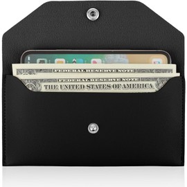 1 Pc Black Classic Cash Envelopes Bag, Money Bag Pouch PU Leacher Wallet Envelope, Reusable Budget Envelope for Wedding Birthday Graduation