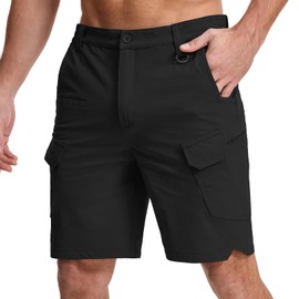 Faysfad Men's Cargo Hiking Shorts Quick Dry Lightweight Outdoor Shorts Golf Walking Fishing Cycling Safari Pants with 10 Pockets (6336,Black,36)