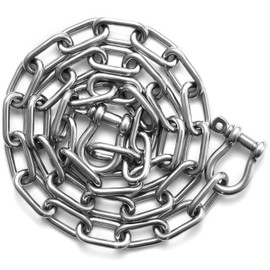 VEVOR Boat Anchor Chain, 1/4" x 4', 1700 lbs. WLL/4800 lbs. BS, 316 Stainless Steel Marine Grade Anchor Lead Chain with Dual Lock Ring Shackles for Boats, Deck, Fishing, Works with Different Anchors