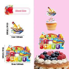 Back to School Cupcake Toppers Decorations – VARACL 32PCS Book, School Safe Cupcakes & Teacher Cupcake Toppers for the First Day of School Party,Kindergarten,Preschool Classroom Party Supplies