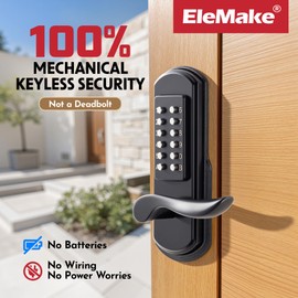 Elemake Keyless Door Lock with Keypad, Right Handed Mechanical Door Lock, Security Combination Digital Stainless Steel 304 - Not a Deadbolt