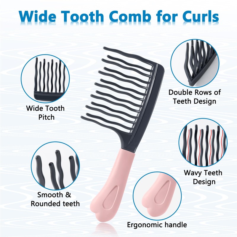 2 Pack Wide Tooth Comb for Curls and Detangling Comb