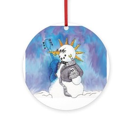 CafePress Punk Rocker Snowman Ornament Round 4" MDF Holiday Ornament