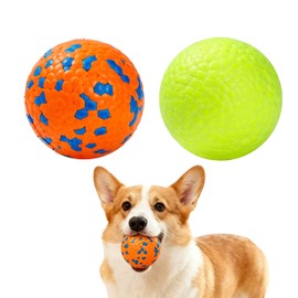 LIKOKLIN Dog Toy, Dog Chewing Toy, Ball, Dog Toy, Ball Shape, Donut Shaped Ball, Football Shape, For Pets, Elastic, Educational Toy, Training Toy, For Dogs, Ball, Small Dogs, Medium Dogs, Large Dogs, Play, Dog Supplies, Pet Goods, Dog Toy, Dog Toy, Durable ETPU Material (Fluorescent Yellow, Orange, S, Ball Type)
