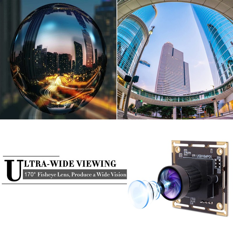 IFWATER 16MP 4K USB Camera with 170 Wide Angle Lens