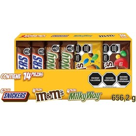 HONMICON Snickers - Caja Chocolates Snickers, Milky Way, M&Ms - 14 Piezas - 656.2g