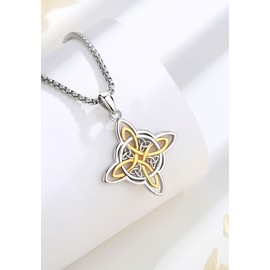 EUDORA Harmony Ball Nudo de Bruja Plata 925 Original Witches Knot Gold Plated Sterling Silver Necklace for Women, Nudo de Brujas Amuleto de Proteccion Pendant Witch Witchy Amulet Jewelry Gifts, 20"