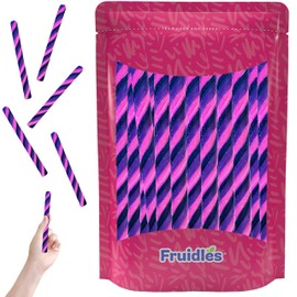 Fruidles Swirl Candy Cane Sticks Suckers, Old-Fashioned Multicolored Lollisticks, Individually Wrapped, 5.3/4" Inch, 0.75 oz each, 12-Pack (Bubble Gum)