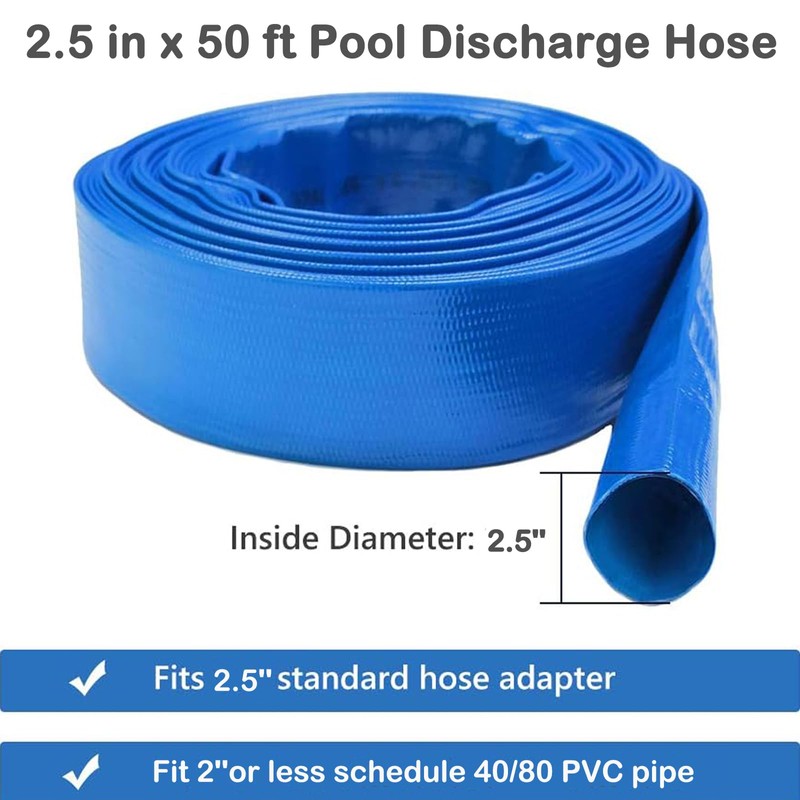 Eastrans 2.5" x 50 FT Pool Backwash Hose,Flat 4 inch