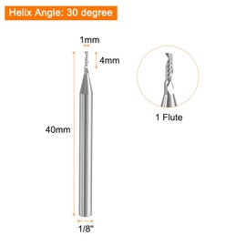sourcing map Spiral Router Bit 1mm Cut Dia 1/8" Shank Up Cut Solid Carbide 1 Flute CNC End Mill Milling Bits for Wood Plastic Soft Metal (4mm Cut Length 40mm Long)