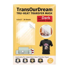 TransOurDream Tru-Transfer Tape for Dark Heat Transfer Paper (30 Sheets, 8.5"x11") Clear Heat Transfer Mask for T Shirts Iron on Transfer Paper (TAPD-30)