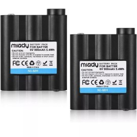 Universal 2pk Miady 900mAh 6V Ni-MH Battery Midland GXT 2-way Radio BATT5R AVP7, 5.4Wh