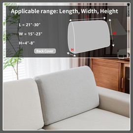 QIANMEW Couch Cushion Covers, Comfort Soft Magic Sofa Covers Washable Stretch Resistant Slipcovers for Sectional and L Shaped Seats Furniture Protectors for Pets (1PC Back Couch Cover, Light Gray)