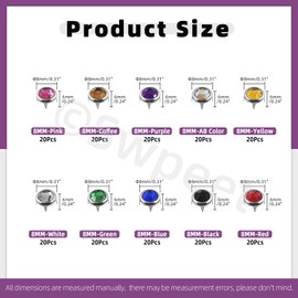 Swpeet 200 Pieces 10 Colours 8 mm 4 Claw Rhinestone Nailhead Rhinestone Stud Embellishments Assortment Kit, Crystal Claw Beads Nailhead Refills Claw for DIY Leather Crafts Repairs Decorate Clothes