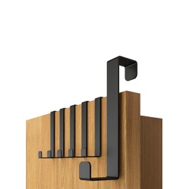 4smile Door Hooks, Set of 6, Black, Stainless Steel Door Hooks for Hanging, Universal Use, Door Coat Rack for Hanging, Solid Clothes Hooks, Door, Door Hook Rail for Hanging