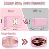 TOPEAST Preppy Pink PU Leather Makeup Bag with Gold Glitter